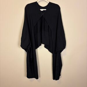 Lululemon Black Cotton Tie Front Sweater One Size